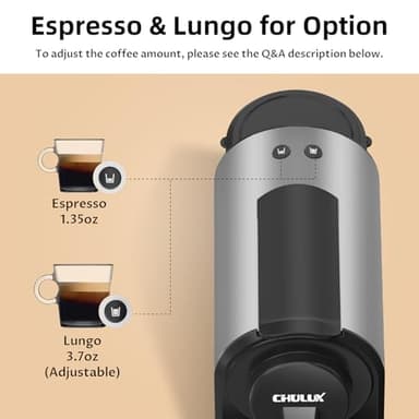 CHULUX Bafè-Pro Espresso Machine, Mini Espresso Machine for Nespresso Original Capsules, Single Serve Coffee Machine for Home Espresso & Lungo Maker, Italian ODE 20 Bar Pump, Metallic Gray - Image 4