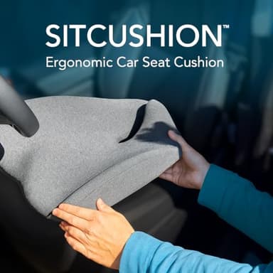 SitCushion Car Seat Cushion for Driving — Orthopedic Memory Foam Car Seat Pad for Sciatica, Tailbone, and Back Pain Relief for Long Drives. Bonus: with Extra Non-Slip/Washable Cover(Black) - Image 2