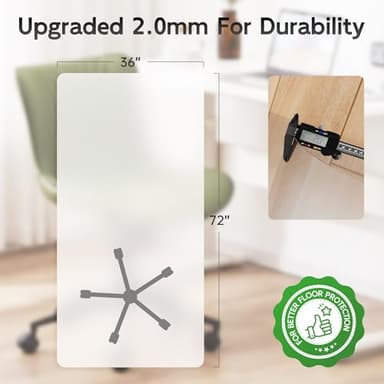 HOMEK Office Chair Mat for Hardwood Floor, 72" x 36" Clear Computer/Desk Chair Mat for Hard Floor, Thicker, Easy Glide, Non-Slip, Protects Hard Surfaces from Scratches, Ideal for Home or Office - Image 4