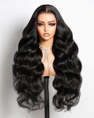 Megalook hair Glueless 13x6 Body Wave Lace Front Wigs Human Hair Pre Plucked Pre Cut Ear-To-Ear Frontal Wigs Human Hair 220% Density Wear and Go Glueless Drawstring Wig Human Hair 20 Inch - Image 1