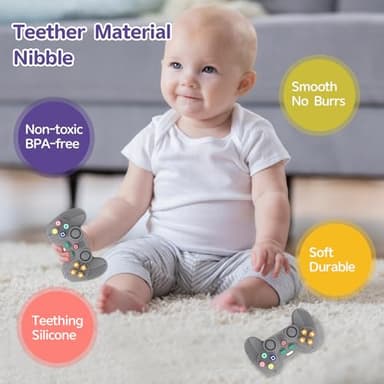Hooku Silicone Teething Toys for Babies 0-6 Months, Teethers for Babies 6-12 Months, Remote Teether for Baby, Sensory Toys for Babies, Baby Chew Toys - Image 4