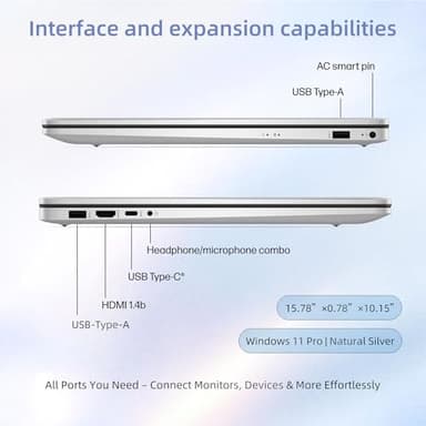HP 17.3" Laptop for Business and Students • AMD Ryzen 5 7430U (12-Thread) • 17.3" FHD Anti-Glare IPS Display • Wi-Fi 6 • Win 11 Pro • AMD Radeon Graphics • w/Accessories • 64 GB RAM • 2TB SSD - Image 8