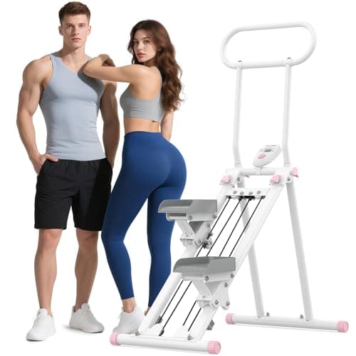 HXD-ERGO Stair Stepper for Home Gym,Folding Vertical Climber Cardio Exercise Machine,Stair Climber for Full Body Workout with Adjustable Handlebar for Women & Men(White) - Image 1