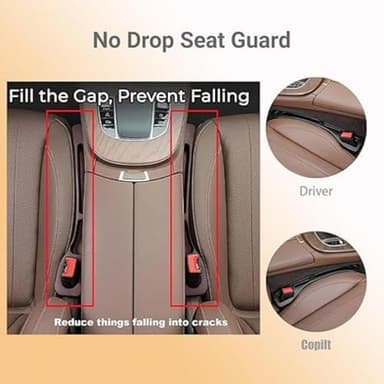 FFKQBH No Drop Seat Guard,Car Seat Gap Filler,Drop seat Gap fillers Between Seat and Console Stop Things from Dropping (Black) - Image 2