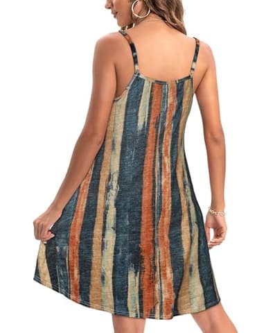 JOELLYUS Womens Sundresses Summer Spaghetti Strap Dresses Beach Cover Ups Causal Tank Dress with Pockets (BYS,XL) - Image 5