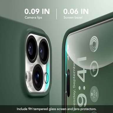 GONEZ for iPhone 14 Pro Max Case Silicone, Compatible with MagSafe, with Screen Protector + Camera Lens Protector, Liquid Silicone Shockproof Protective Phone 14 ProMax Case 6.7", Dark Green - Image 7