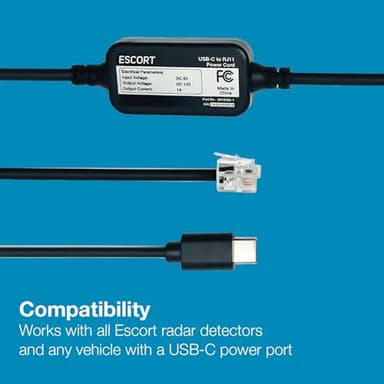 USB-C to RJ11 Power Cord for Escort Radar Detectors Including MAX 360, MAX 360c, IX, IXc, 9500 IX, MAX II, MAX 3, MAX 4, MAX 360c MKII, MAX 360 MKII, MAXcam 360c, Redline 360c & Additional Models - Image 6
