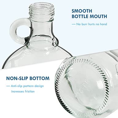 2 Pack 64oz Glass Gallon Growlers with Handle and Black Plastic Lids, Half-Gallon, Gallon Glass Fermenting Jug, 1/2 Gallon Water Jug for Kombucha, Home Brew, Vanilla Extract, Beer, Soda,Cider (Clear) - Image 8