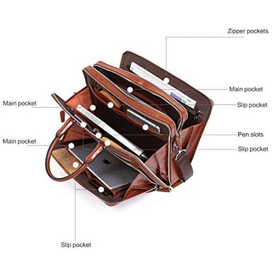 BOSTANTEN Briefcases for Men Messenger Bag Genuine Leather Laptop Bag 15.6 inch Office Work Tote for Buisness Travel - Image 4