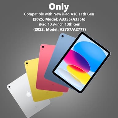 for iPad A16 11th Generation/10th Generation Case with Keyboard,Touch Keyboard for iPad 11" /10th Gen 10.9 inch 2022-10 Color Backlight, 360° Rotatable Protective Cover (Black) - Image 2