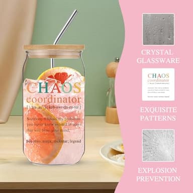 DHQH Thank You Gifts For Women, Employee Appreciation Gifts, Chaos Coordinator Gift for Coworkers Boss Manager Office Lady Nurse Mom, Administrative Professional Day with 16Oz Glass Cup - Image 5