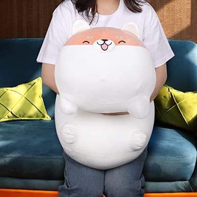 Auspicious beginning 27.6'' Shiba Inu Plush Toy Anime Smiling Corgi Kawaii Long Plush Dog Soft Hugging Body Pillow, Big Stuffed Animal Plush Doll Gifts - Image 5