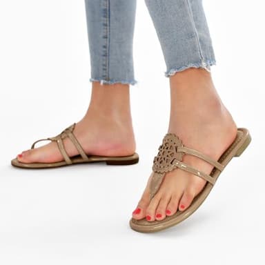 katliu Women's Flat Sandals Flip Flop Sandals Comfortable Dressy Thong Sandals Almond 10 - Image 3