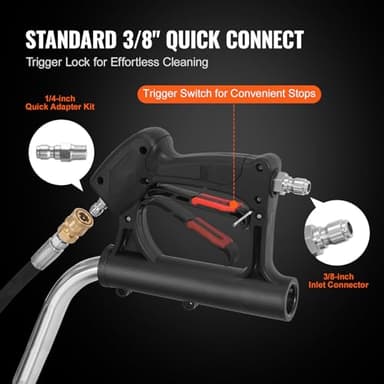 VEVOR 24" Pressure Washer Surface Cleaner w/Handles & Wheels, Stainless Steel Concrete Cleaner 4000 Max PSI, 3/8" Connector & 1/4" Adapter Power Washer Floor Attachment,for Floor Driveway, Patio - Image 3