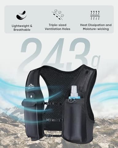Zelvot Running Vest for Men Women, USA Original Patent, Adjustable Chest Straps Running Hydration Vest with 500ml Soft Flask, Lightweight Breathable Reflective Running Vest for Hiking - L/XL - Image 6