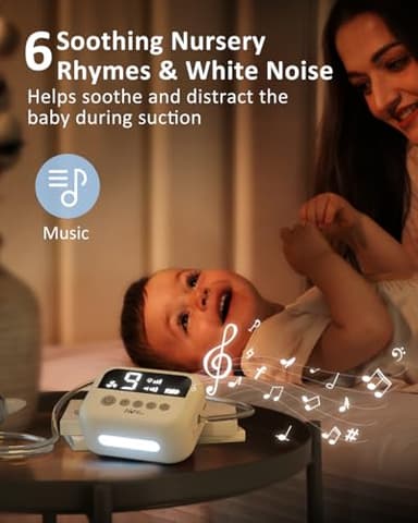 HEYVALUE Nasal Aspirator for Baby, Hospital Grade Nose Sucker with 9 Levels Suction, Night Light and Nursery Rhyme Soothing Function, Electric Nose Suction for Baby with Food-Grade Silicone Tips - Image 3