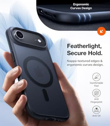 TORRAS for iPhone Air Case, Stronger Magnetic & Thin Fit with MagSafe, Shockproof Slim Case for iPhone 17 Air with Camera Control & Colorful Button, Mil-Grade Drop Tested, Translucent Matte Black - Image 7