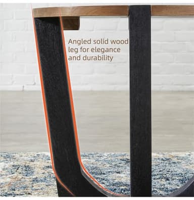 Signature Design by Ashley Hanneforth Farmhouse End Table with Angled Solid Wood Legs, Light Brown & Black - Image 5