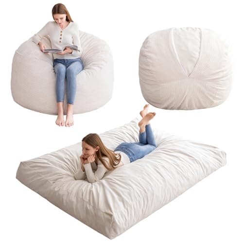HIGOGOGO Giant Bean Bag Chair Bed for Adults,Convertible Beanbag Folds from Lazy Chair to Floor Mattress Bed,Large Floor Sofa Couch for Adult,Couples,Family,High-Density Foam Filling - Image 1