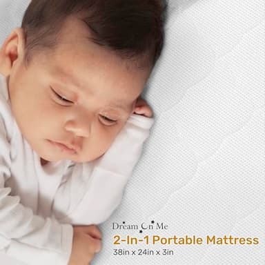 Evolur Rest EZ 2-in-1 Mini Crib Mattress – Dual-Sided Comfort, Water-Resistant White Cover, GREENGUARD Gold & JPMA Certified, Crafted from Recycled Sustainable Materials, Proudly Made in USA - Image 3