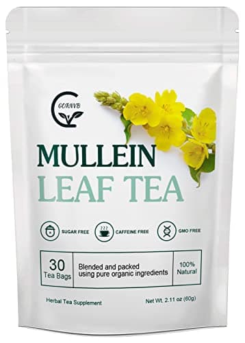 Mullein Leaf Tea Bags - Lungs Cleanse and Respiratory Support, Herbal Teas, Caffeine Free, 30 Tea Bags - Image 1