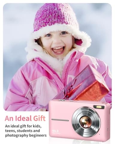 Digital Camera, FHD 1080P Point and Shoot Kids Camera, with 32GB Card, 2 Batteries, 16X Zoom Anti Shake Date Stamp, Compact Portable Small, for Starter Kid Children Teen Student Girl Boy(Pink) - Image 7