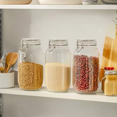 ComSaf Large Glass Jars with Lid 64 oz, Large Mason Jars Set of 3, Glass Canisters with Airtight Lids, Half Gallon Canning Jar with Seal Wire Clip Fastening for Kitchen, Pickle, Flour, Sugar, Cereal - Image 4