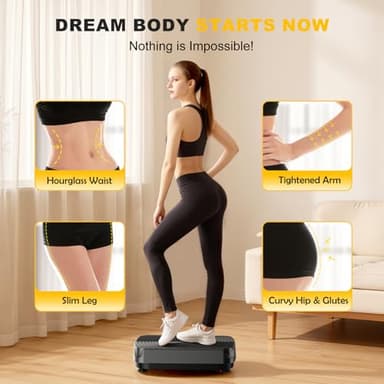 2025 Upgrade Vibration Plate Exercise Machine for Lymphatic Drainage,400Lbs Capacity Full-Body Workout Platform Vibrating Plate Pilates Equipment,Home Workout Equipment for Fitness Weight Loss-Black - Image 3