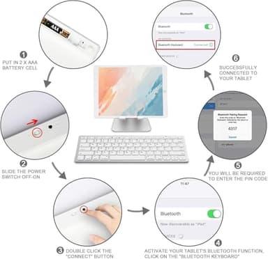 OMOTON Bluetooth Keyboard Compatible with iPad 10th Generation, iPad 10.2 (9th/8th/7th), iPad Pro 13/12.9/11 inch, iPad Air/Mini and More iOS Devices, White - Image 7