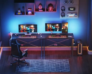 KKL Small Desk with Power Outlets and USB Port Computer Desk for Home Office Gaming Simple Modern Style Writing Desks with Storage Bag Headphone Hook, 40 inch, Black - Image 7
