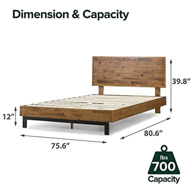 ZINUS Tricia Wood Platform Bed Frame with Adjustable Headboard, Wood Slat Support with No Box Spring Needed, Easy Assembly, King - Image 5