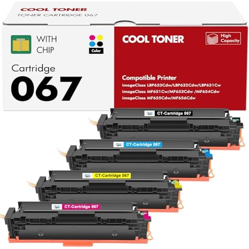 067 Toner Cartridge Set 067H MF654Cdw MF656Cdw Compatible Replacement for Canon Color ImageCLASS LBP632Cdw MF654Cdw MF653Cdw LBP633Cdw Printer 4 Pack High Yield Ink (Black Cyan Yellow Magenta) - Image 1