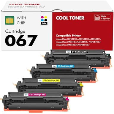 067 Toner Cartridge Set 067H MF654Cdw MF656Cdw Compatible Replacement for Canon Color ImageCLASS LBP632Cdw MF654Cdw MF653Cdw LBP633Cdw Printer 4 Pack High Yield Ink (Black Cyan Yellow Magenta) - Image 1