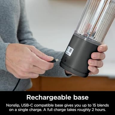 Ninja Blast 16 oz. Personal Portable Blender with Leak Proof Lid and Easy Sip Spout, Perfect for Smoothies, Cordless, USB-C Rechargeable, Dishwasher Safe Parts (Renewed) (Black) - Image 8
