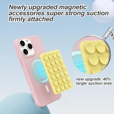 Magnetic Suction Phone Mount for MagSafe Case,Silicone Sticky Phone Grip Holder for iPhone,Removable Hands-Free Selfie/Video for TikTok & Instagram Influencer/Creator (Yellow) - Image 2