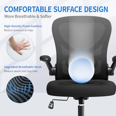 Freepub Ergonomic Office Chair, Breathable Mesh Computer Desk Chair with Adjustable Lumbar Support, Swivel with Flip-up Armrests, 350LBS Capacity - Design for Home/Offices - Black - Image 7