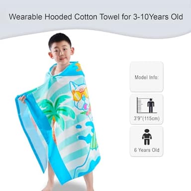 VOOVA & MOVAS Toddler Towels for Kids 3-10Years, 30''X50, Soft | Thick | 100% Cotton | Absorbent Towel Wrap, Perfect for Kids Beach, Pool, Bath, Swimming, Stripe Dog - Image 2