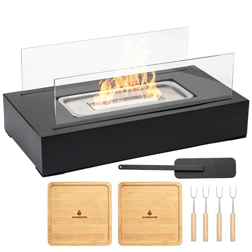 Roundfire Edge - Tabletop Fire Pit with Smores Kit - Ethanol Fire Pit, Fire Bowl, Table Top Fire Pit, Mini Personal Fireplace for Indoor & Garden - Gifts for Women Housewarming Birthday - Image 1