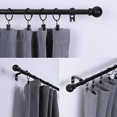 Thestoa Curtain Rods for Windows 48 to 84-92 inch, 5/8" Matte Black Curtain Rod, Stainless Steel Small Curtain Rods for Bedroom, Living Room,Kitchen,Farmhouse, Outdoor Curtain rod Black - Image 2