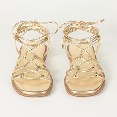 The Drop Women's Haven Lace Up Gladiator Sandal, Gold, 7 - Image 5