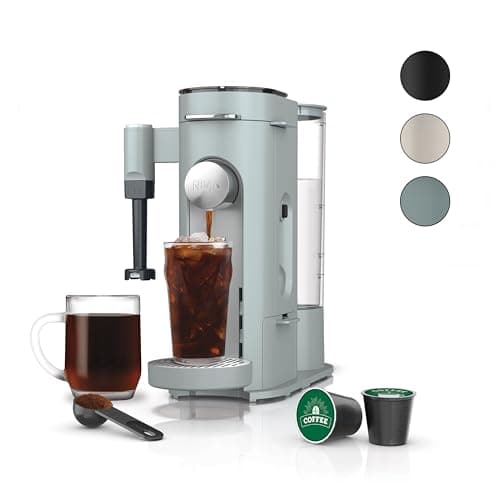 Ninja Pods & Grounds Specialty Single-Serve Coffee Maker, Compatible with K-Cups, Built-In Milk Frother, 6-oz. Cup to 24-oz. Travel Mug Sizes, Iced Coffee Maker, Glacier Blue, PB051GB (Renewed) - Image 1