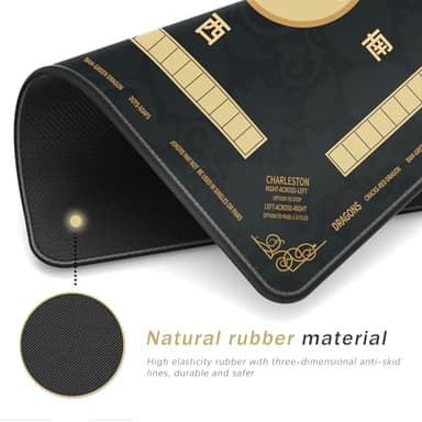 2F22E Mahjong Mat - Non-Slip Noise Reduction Gaming Mat 32.4x32.4 Inch for Mahjong/Poker/Board Games/Card Games/Dominoes (Black) - Image 2