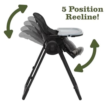 Jeep by Delta Children Classic Convertible 2-in-1 High Chair for Babies and Toddlers with Adjustable Height, Recline & Footrest - Dishwasher Safe Meal Tray, Black - Image 5