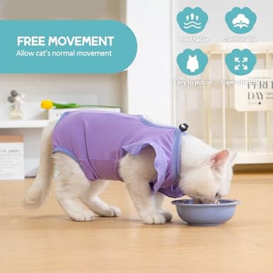 Avont Cat Recovery Suit - Post-Surgery Onesie for Cats, Alternative to Cone of Shame, Protective Spay Suit for Female Kitten, Ideal for Healing and Skin Conditions -Purple(S) - Image 5