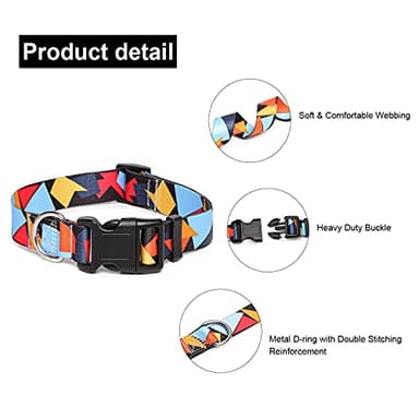 Suredoo Adjustable Dog Collar with Patterns, Ultra Comfy Soft Nylon Breathable Pet Collar for Small Medium Large Dogs (L, Color Block) - Image 3
