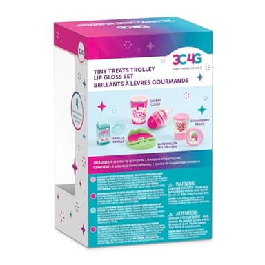3C4G: Tiny Treats Trolley Lip Gloss Set - 4 Scented Gloosess & Miniature Shopping Cart, Watermelon, Strawberry, Cherry Vanilla, Girls & Tweens Ages 8+ - Image 3
