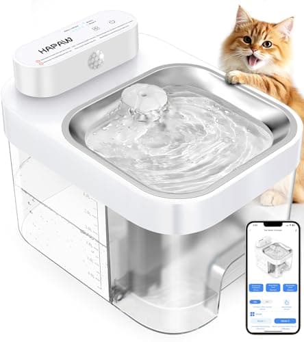 HAPAW Cat Water Fountain, App Monitoring Separated Clean & Waste Water Wireless Smart Pet Water Fountain, 5000mAh Battery & Plug-in Automatic Water Dispenser for Cats Indoor and 2.4G Wi-Fi, No Filter - Image 1