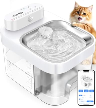 HAPAW Cat Water Fountain, App Monitoring Separated Clean & Waste Water Wireless Smart Pet Water Fountain, 5000mAh Battery & Plug-in Automatic Water Dispenser for Cats Indoor and 2.4G Wi-Fi, No Filter - Image 1