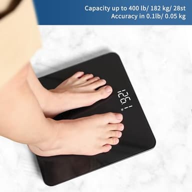 Vitafit Digital Bathroom Scale for Body Weight, Weighing Professional Since 2001, Clear LED Display and Step-On, 3*AAA Batteries Included, 400lb/182kg, Spray Silver Black - Image 3
