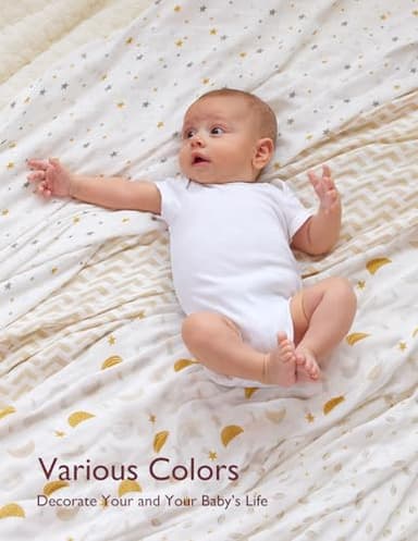 Momcozy Muslin Swaddle Blankets, Ultra Soft Neutral Baby Essentials Must Haves Registry Search, Breathable Large 47'' x 47'' Newborn Boys Girls Swaddle Receiving Blanket, Stellar Orbit - Image 6
